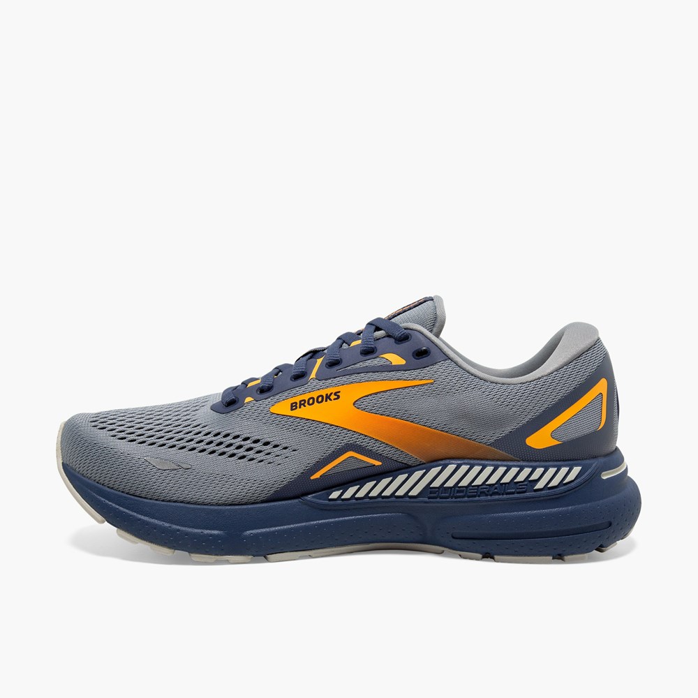 Chaussures Running Route Brooks Adrenaline GTS 23 Grise Bleu Orange Homme | DQA-3824193